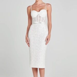 NADINE MERABI Amalia White Sequin Dress